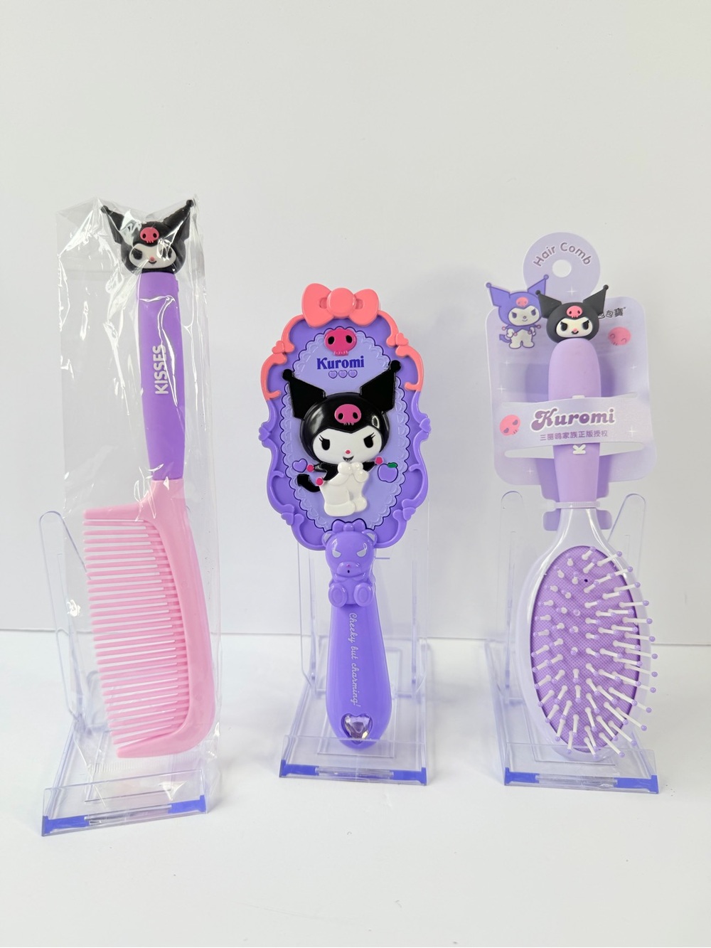 Kuromi Sanrio Hair Brush & Comb Set – Kawaii Purple/Pink – New